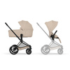 Cybex Priam 5.0 Comfort Matt Black Cozy Beige zestaw 3w1 z fotelikiem Cloud T i-Size