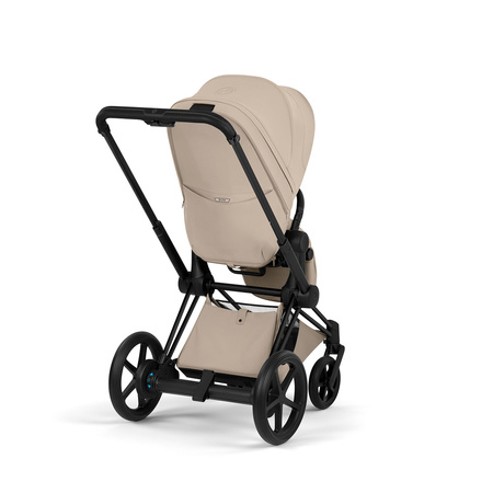 Cybex e-Priam 5.0 Matt Black Cozy Beige wózek 2w1 głęboko-spacerowy