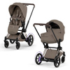 Cybex e-Priam 5.0 Champagne Gold Coconut Brown wózek 2w1 głęboko-spacerowy
