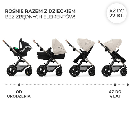 Kinderkraft Moov 2 Air Moonlight Grey wózek 3w1 głęboko-spacerowy z fotelikiem Mink