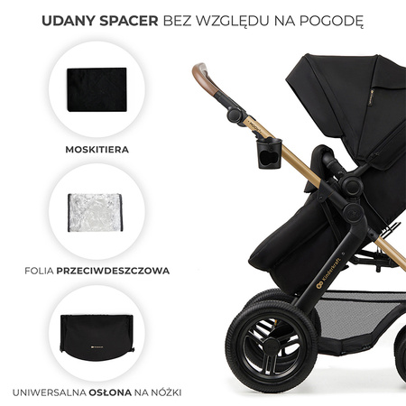 Kinderkraft Moov 2 Air Pure Black wózek 3w1 głęboko-spacerowy z fotelikiem Mink