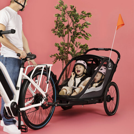 Hamax Cocoon podwójna przyczepka rowerowa z zestawem do biegania
