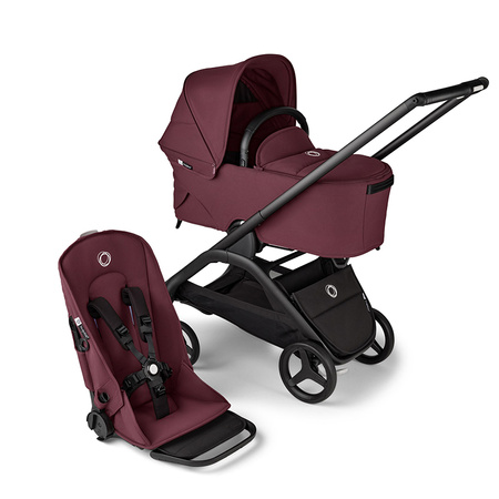 Bugaboo Dragonfly Komplet Black/Dark Cherry wózek 2w1 głęboko-spacerowy