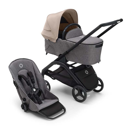 Bugaboo Dragonfly wózek 2w1 głęboko-spacerowy rama Black/Grey Melange-Desert Taupe