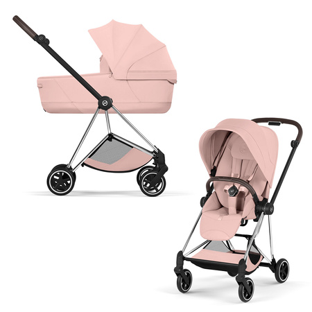 Cybex Mios 4.0 Style Chrome Brown Peach Pink zestaw 3w1 z fotelikiem Cloud T i-Size
