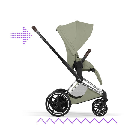 Cybex e-Priam 5.0 Chrome Brown Sage Green wózek 2w1 głęboko-spacerowy