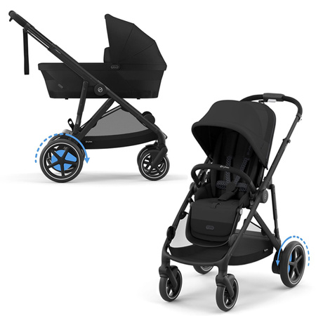 Cybex e-Gazelle S Moon Black zestaw 4w1 z dodatkowym siedziskiem i gondolą