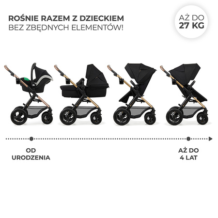 Kinderkraft Moov 2 Air Pure Black wózek 3w1 głęboko-spacerowy z fotelikiem Mink