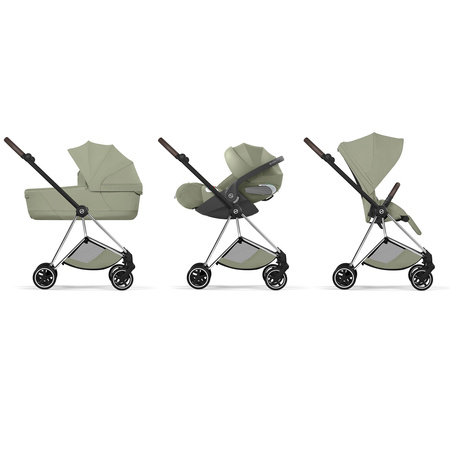 Cybex Mios 4.0 Style Chrome Brown Sage Green zestaw 3w1 z fotelikiem Cloud T i-Size