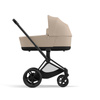 Cybex ePriam Matt Black Cozy Beige wózek 2w1 głęboko-spacerowy