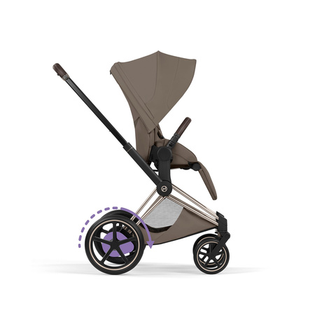 Cybex e-Priam 5.0 Champagne Gold Coconut Brown wózek 2w1 głęboko-spacerowy