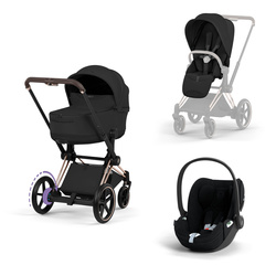 Cybex e-Priam 5.0 Rosegold Sepia Black zestaw 3w1 z fotelikiem Cloud T i-Size