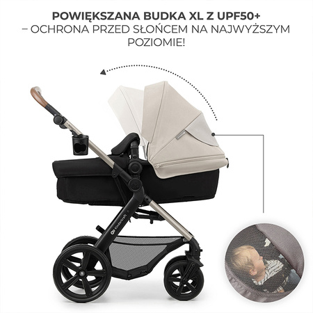Kinderkraft Moov 2 Moonlight Grey wózek 3w1 głęboko-spacerowy z fotelikiem Mink