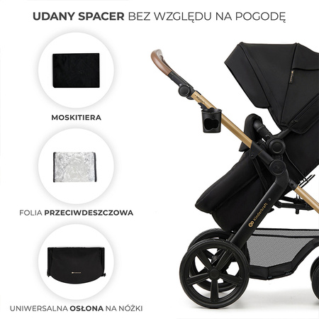 Kinderkraft Moov 2 Pure Black wózek 3w1 głęboko-spacerowy z fotelikiem Mink