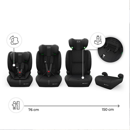 Kinderkraft Comfort Up 2 Plus Czarny Fotelik samochodowy 76-150 cm