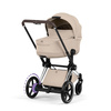 Cybex e-Priam 5.0 Chrome Brown Cozy Beige wózek 2w1 głęboko-spacerowy