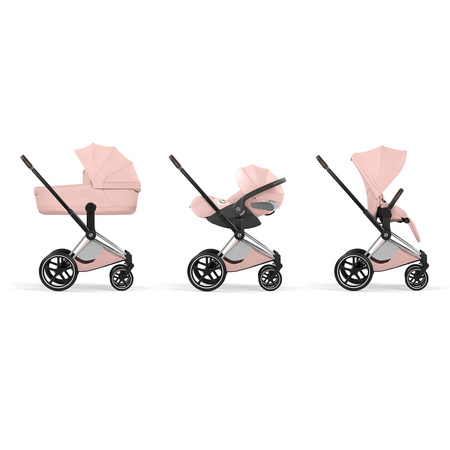 Cybex Priam 5.0 Chrome Brown Peach Pink zestaw 3w1 z fotelikiem Cloud T i-Size