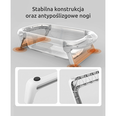 Ines&John składana wanienka kąpielowa z termometrem magnetycznym New Grey