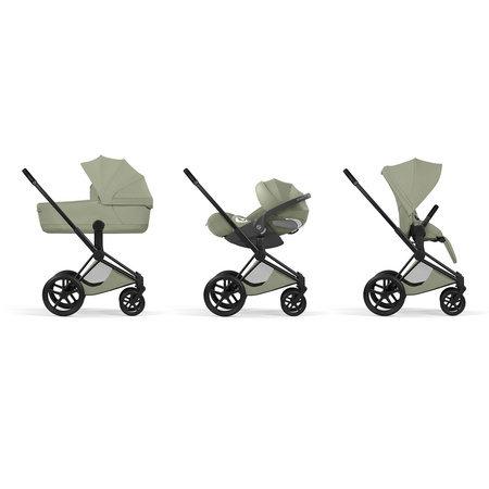Cybex Priam 5.0 Matt Black Sage Green zestaw 3w1 z fotelikiem Cloud T i-Size