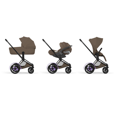 Cybex e-Priam 5.0 Matt Black Coconut Brown zestaw 3w1 z fotelikiem Cloud T i-Size