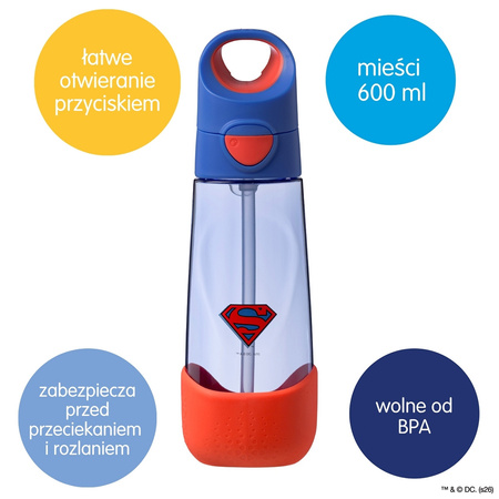 B.Box Bidon tritanowy ze słomką 600 ml Superman