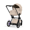 Cybex e-Priam 5.0 Matt Black Cozy Beige wózek 2w1 głęboko-spacerowy