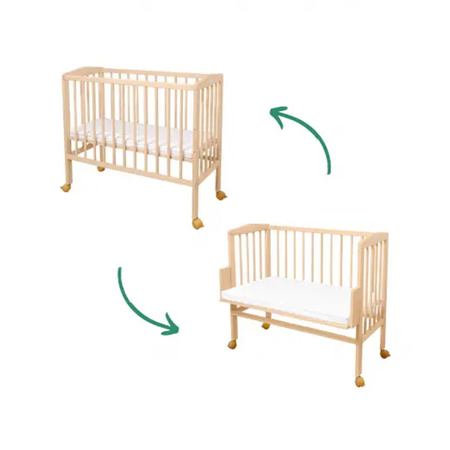 Waldin Łóżeczko Dostawne 2w1 Natural z materacem