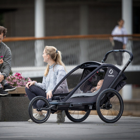 Hamax Cocoon podwójna przyczepka rowerowa z zestawem do biegania