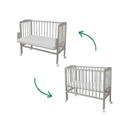 Waldin Łóżeczko Dostawne 2w1 Szare z materacem