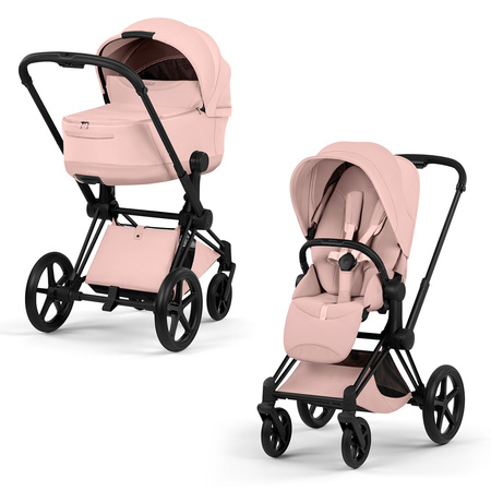 Cybex Priam 5.0 Matt Black Peach Pink zestaw 3w1 z fotelikiem Cloud T i-Size