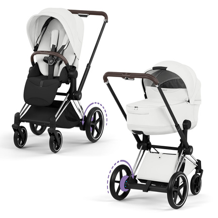 Cybex e-Priam 5.0 Chrome Brown Off White wózek 2w1 głęboko-spacerowy