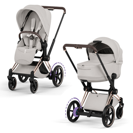 Cybex e-Priam 5.0 Rosegold City Grey zestaw 3w1 z fotelikiem Cloud T i-Size