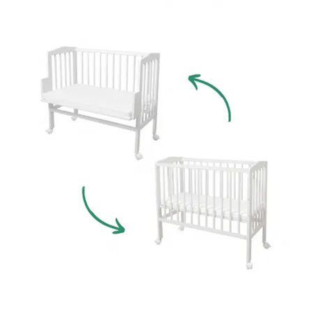 Waldin Łóżeczko Dostawne 2w1 Białe z materacem