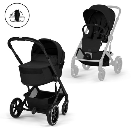 Cybex Balios S Lux 2026 ze składaną gondolą Moon Black zestaw 4w1 z fotelikiem Cloud G3 i-Size Plus i Bazą G3
