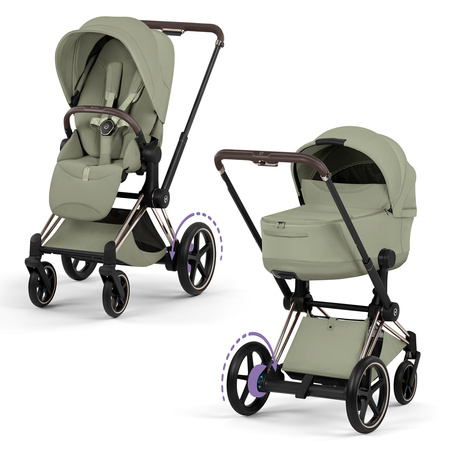 Cybex e-Priam 5.0 Champagne Gold Sage Green wózek 2w1 głęboko-spacerowy