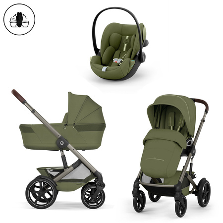 Cybex Talos S Lux 2026 Moss Green ze składaną gondolą zestaw 3w1 z fotelikiem Cloud G3 i-Size Plus