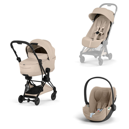 Cybex Coya 2 Style Matt Black Cozy Beige zestaw 3w1 z fotelikiem Cloud T i-Size