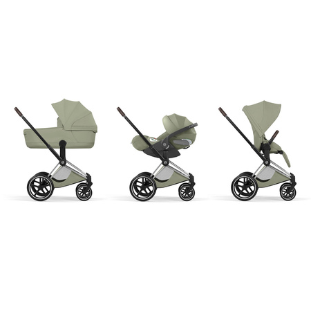 Cybex Priam 5.0 Chrome Brown Sage Green zestaw 3w1 z fotelikiem Cloud T i-Size