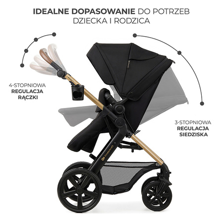 Kinderkraft Moov 2 Pure Black wózek 3w1 głęboko-spacerowy z fotelikiem Mink