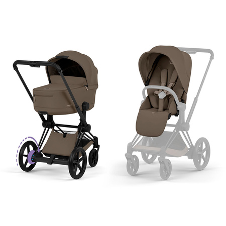 Cybex e-Priam 5.0 Comfort Matt Black Coconut Brown zestaw 3w1 z fotelikiem Cloud T i-Size