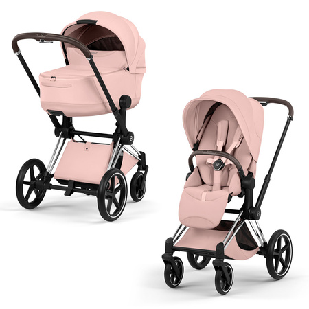 Cybex Priam 5.0 Chrome Brown Peach Pink zestaw 3w1 z fotelikiem Cloud T i-Size