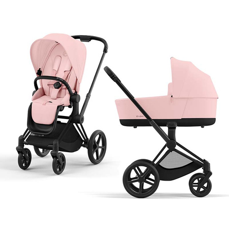 Cybex Priam 4.0 Matt Black Peach Pink wózek 2w1 głęboko-spacerowy