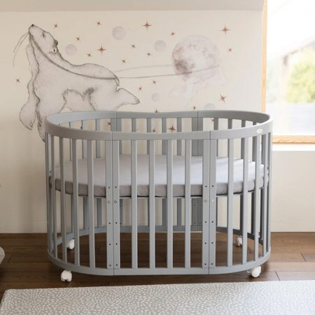 Waldin Prześcieradło z bawełny organicznej 123x73 do łóżeczka owalnego 7w1 Szare