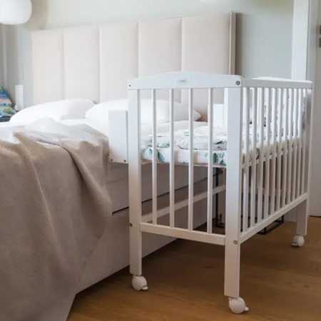 Waldin Łóżeczko Dostawne 2w1 Białe z materacem