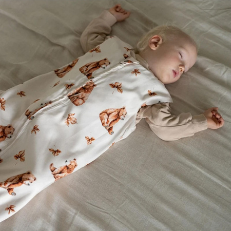 Waldin Bambusowy Śpiworek M dla niemowlaka 6-18 mies. 1.5 TOG Niedźwiadki Beżowy