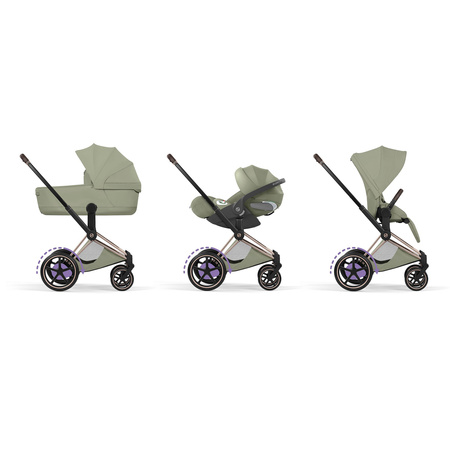 Cybex e-Priam 5.0 Rosegold Sage Green zestaw 3w1 z fotelikiem Cloud T i-Size