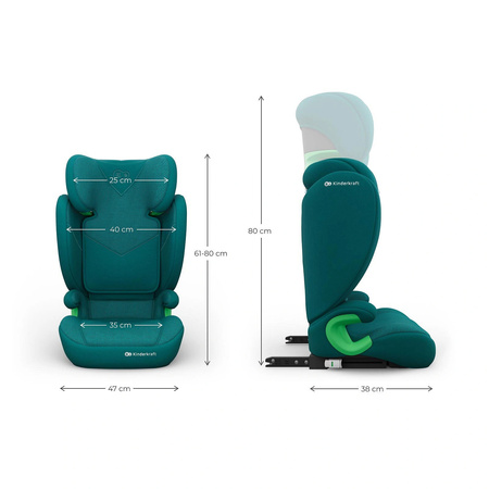 Kinderkraft Junior Fix 2 Plus i-size Zielony fotelik samochodowy 100-150 cm
