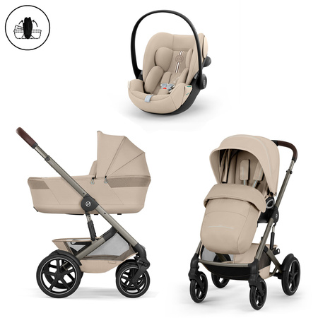 Cybex Talos S Lux 2026 Almond Beige ze składaną gondolą zestaw 3w1 z fotelikiem Cloud G3 i-Size Plus