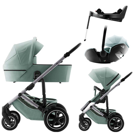 Britax Romer Smile 5Z Jade Green zestaw 4w1 z fotelikiem Baby-Safe Pro Style Harbor Blue i bazą Vario 5Z 