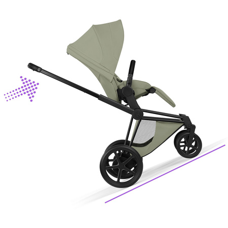 Cybex e-Priam 5.0 Matt Black Sage Green zestaw 3w1 z fotelikiem Cloud T i-Size